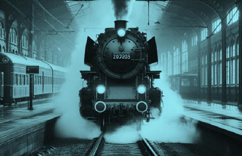 Train leaving station